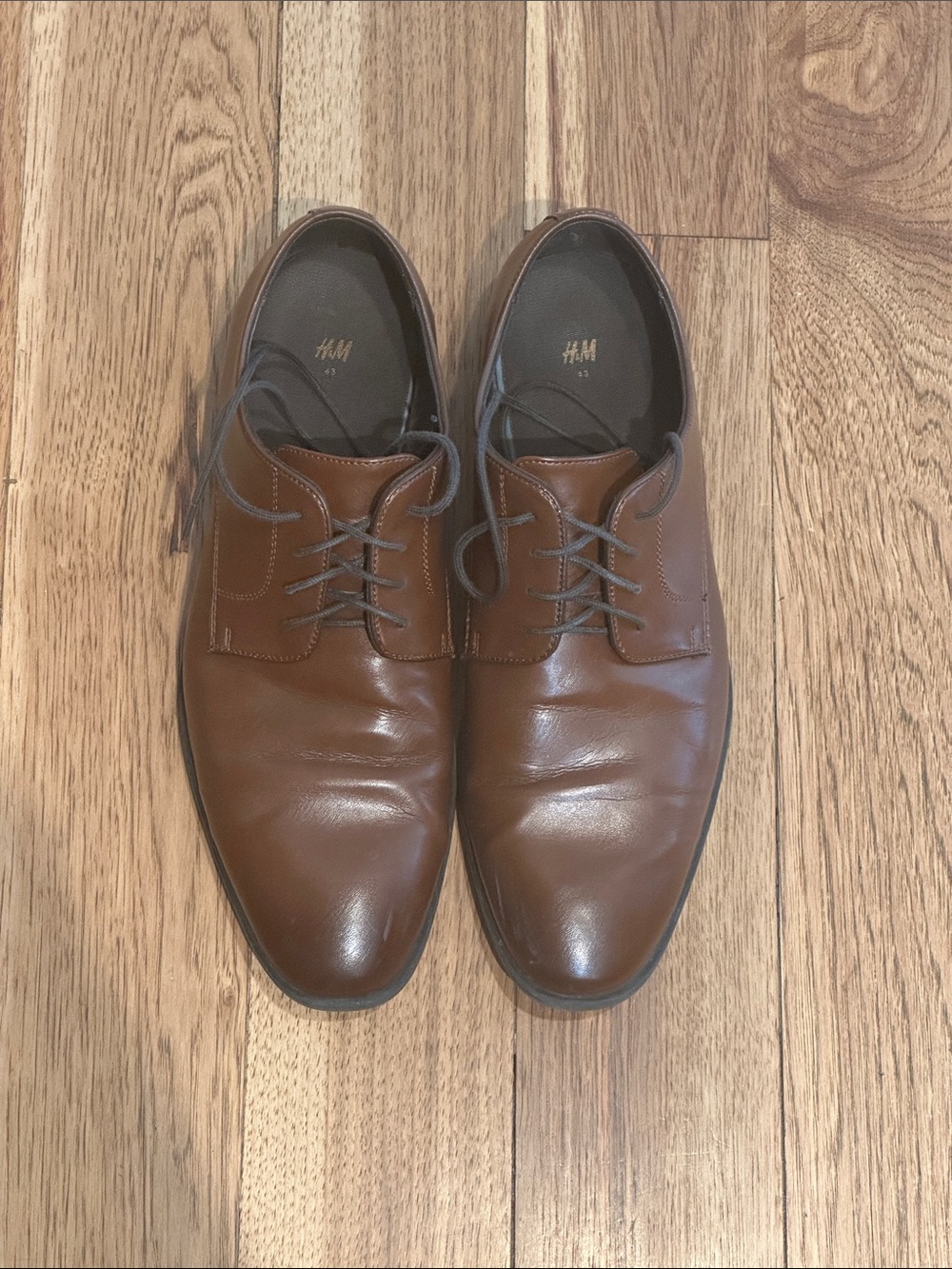 H&M Men's Brown Lace-Up Leather Oxfords